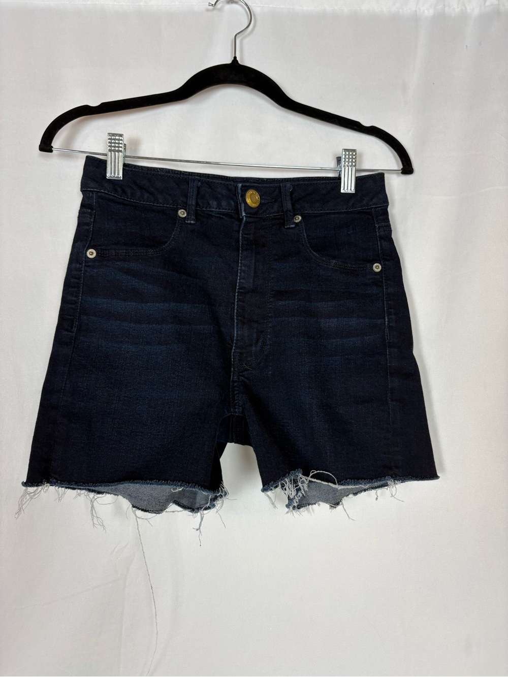 American Eagle Outfitters Dark Navy Raw-Hem Denim Shorts